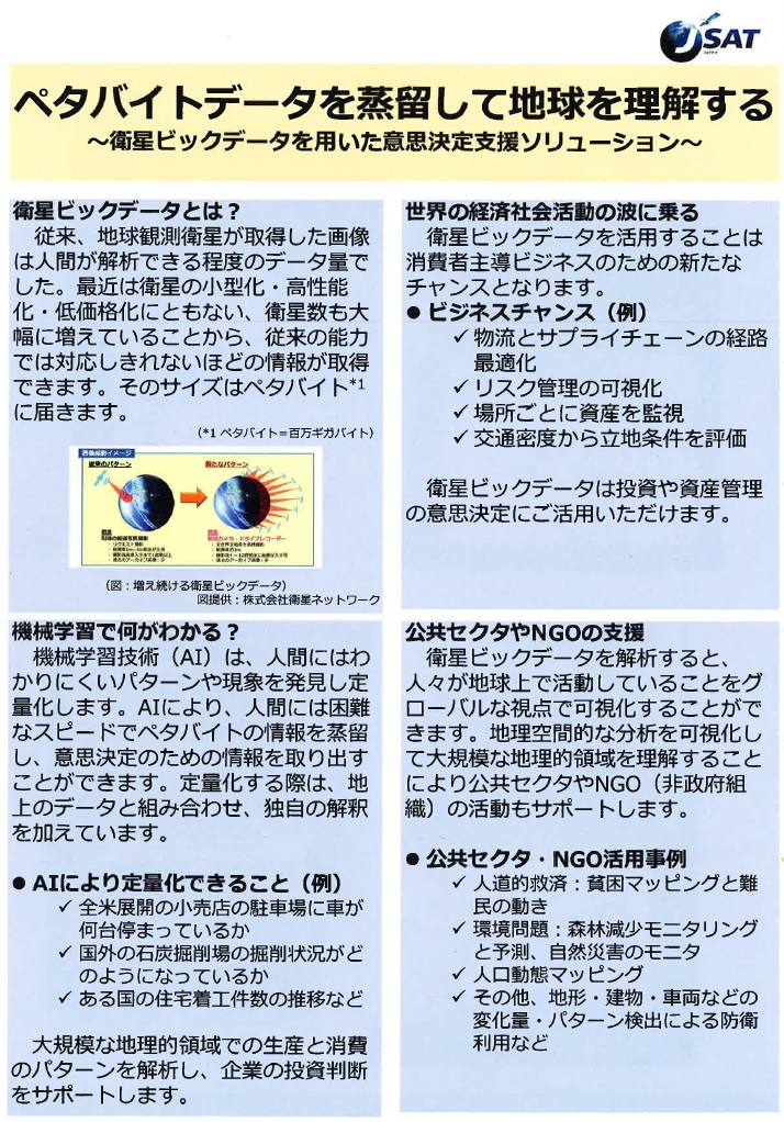 ペタバイトデータを蒸留して地球を理解する　・　衛星ビックデータを用いた意志決定支援ソリューション